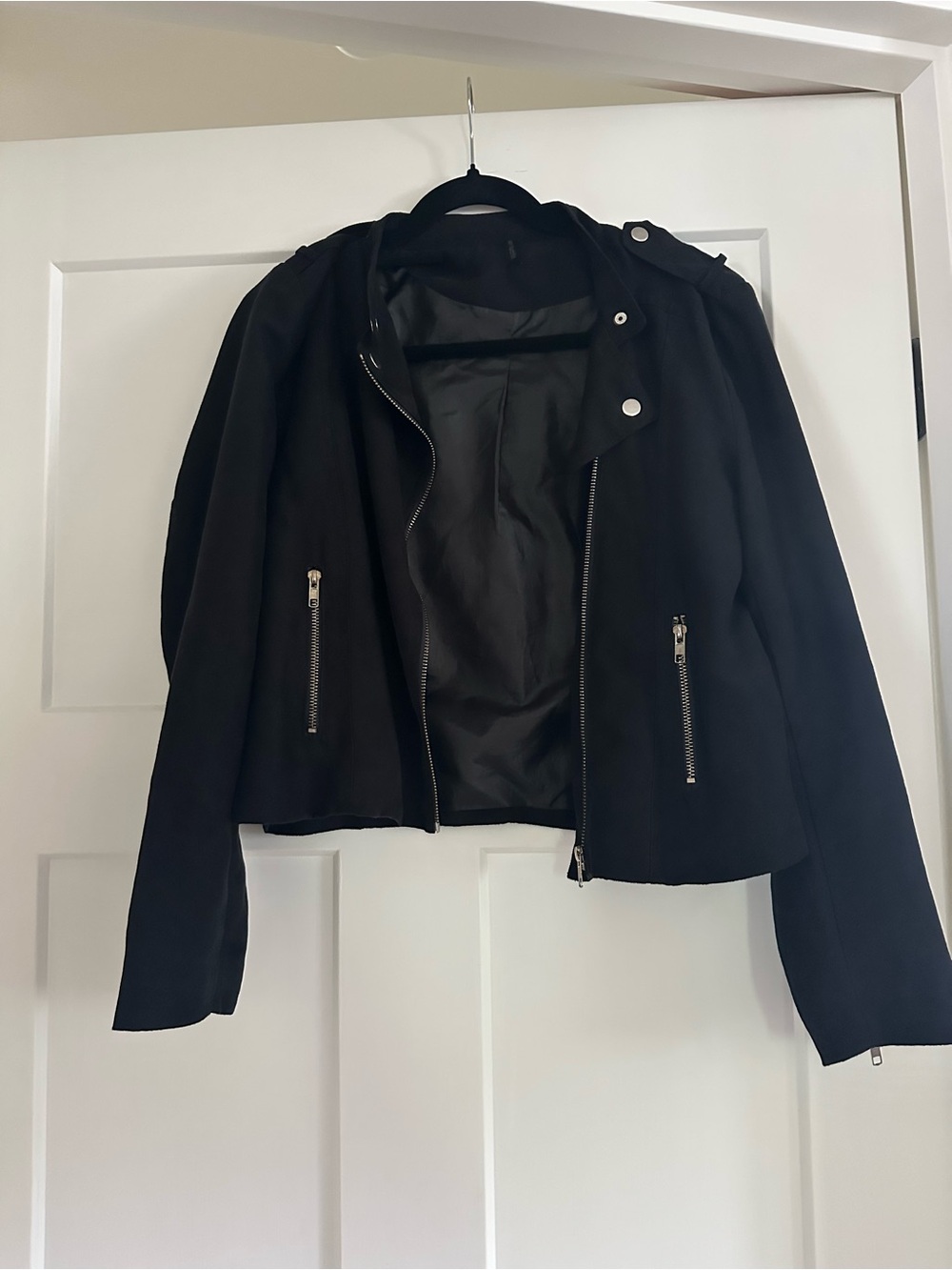 mahina Black Zip-Front Suede feel light Jacket